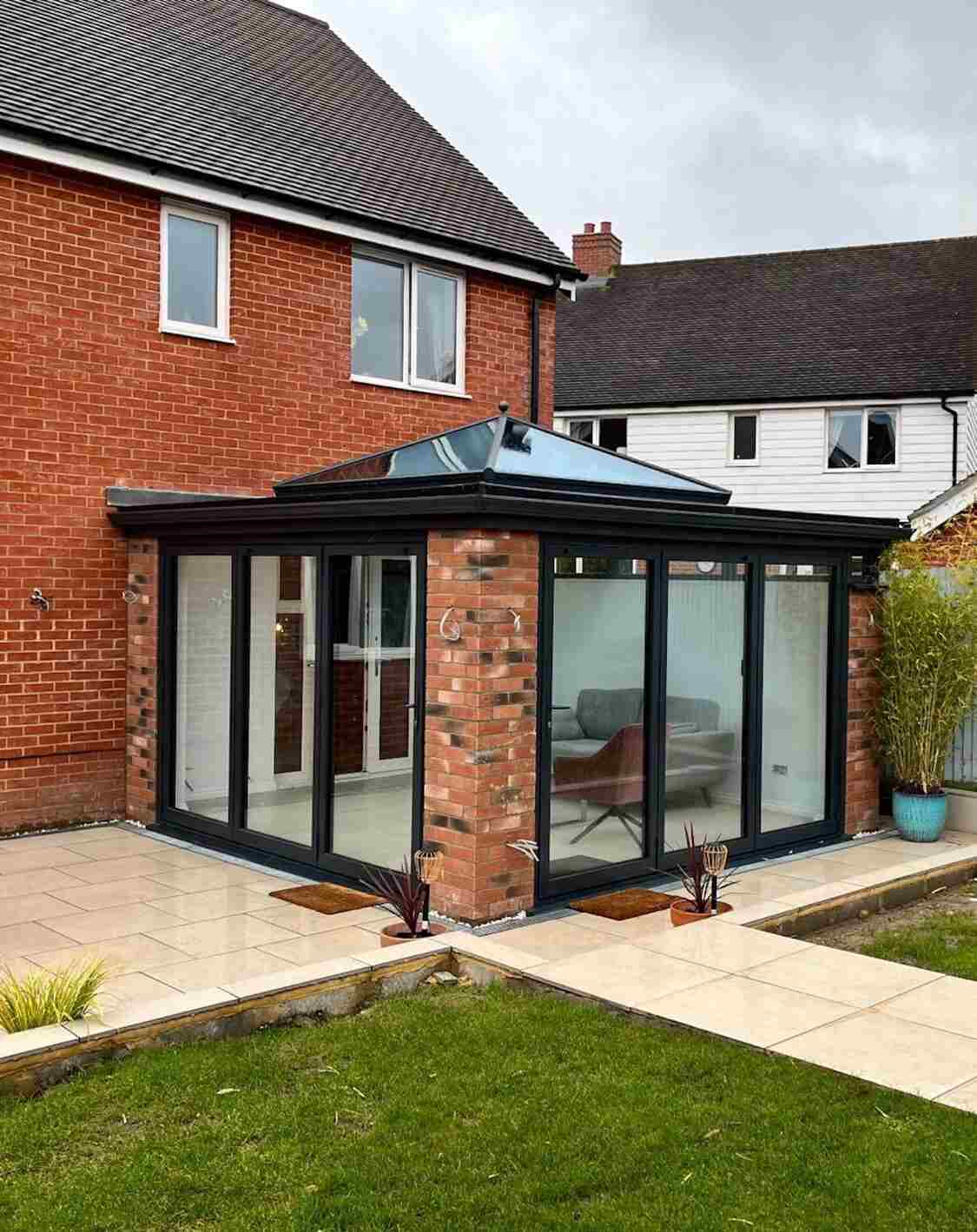 A dark conservatory lantern roof installed.