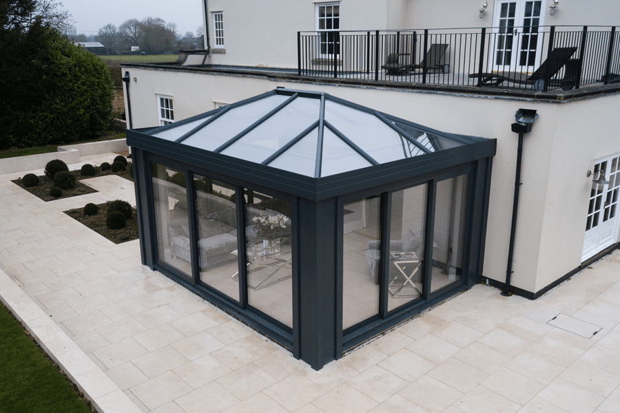 orangery black aluminum glass roof