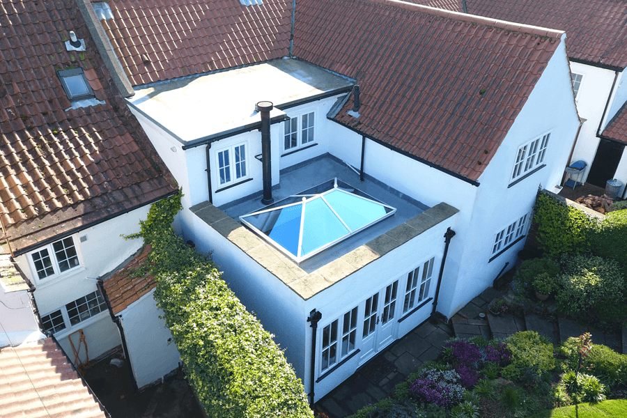 white uPVC roof lantern exterior