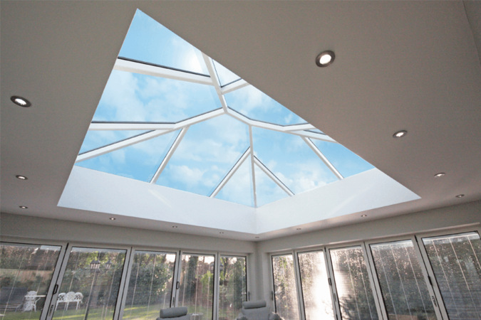 white uPVC roof lantern interior diagonal view