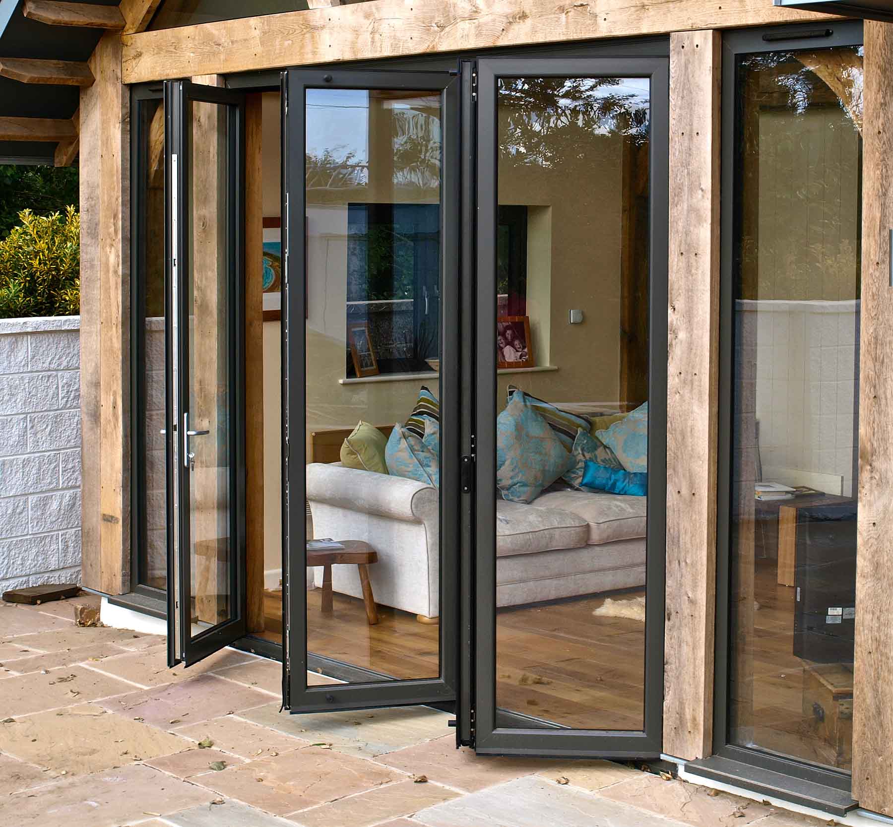 black bifold door