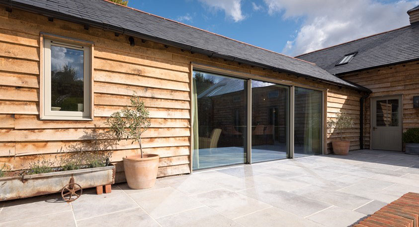 green sliding patio door
