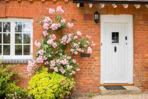 white timber front door