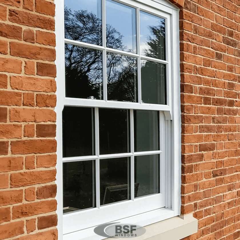 White sliding sash window