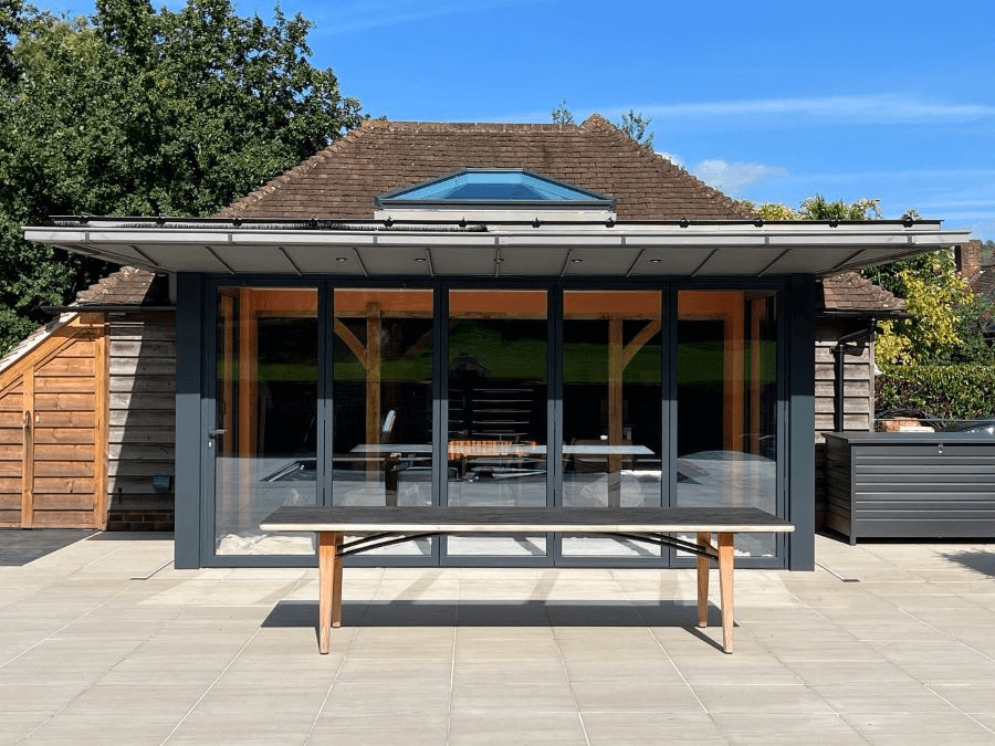 black slimline aluminium bifold door