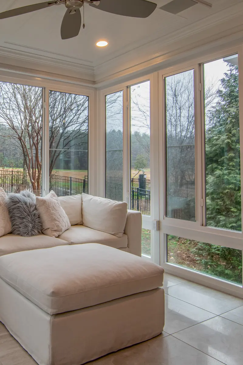 full length window around sofa